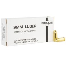 Fiocchi 9mm Handgun Ammunition 115gr FMJ 50rd Box
