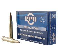 PPU Rifle Ammunition 300 Winchester Magnum 180gr Soft Point 20rd