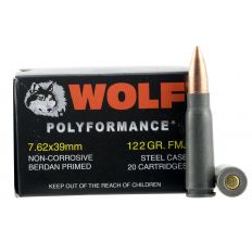 Wolf Performance Steel Case 7.62x39 122 Grain FMJ 1000rd Case
