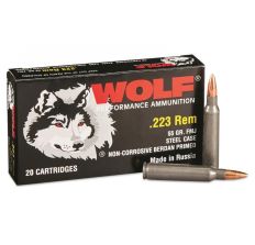 Wolf Ammunition .223 55gr FMJ Steel Case 20rd Box