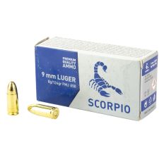 Scorpio 9MM 124 Grain Ammo Full Metal Jacket - 50 Round Box