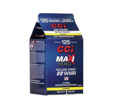 CCI MAXI-MAG 22 WMR Rimfire Ammunition 40gr JHP 125rd Pour Pack