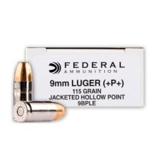Federal 9mm 115gr +P+ JHP Ammunition - 50rd Box