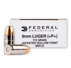 Federal 9mm 115gr +P+ JHP Ammunition 9mm Luger 115gr +P+ JHP 50rd Box