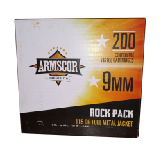 Armscor 9mm Ammunition 115 gr FMJ Rock Pack 200rd Box