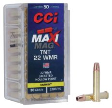 CCI Maxi-Mag TNT Rimfire Ammunition .22 WMR 30 gr HP 2200 FPS - 50rd