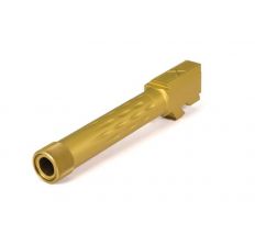 Faxon Firearms Match Series Fits Glock G19 Flame Fluted Threaded Barrel 416R -  TiN (Gold) PVD