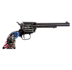 Heritage Rough Rider Revolver Black .22 LR 6.5" Barrel 6rd US Flag w/Soldier US Flag Engraved Cylinder
