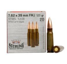 Sterling Rifle Ammunition 7.62X39 123gr FMJ Steel Case - 20rd