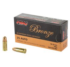 PMC Bronze .25 ACP Handgun FMJ Ammo 50gr - 1000rd Case * Free Shipping *