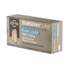 PPU PPS9MM Subsonic 9mm Luger Subsonic 158 gr Full Metal Jacket (FMJ) - 50rd