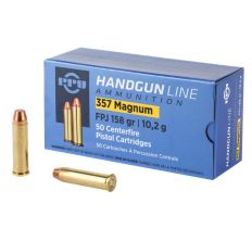 PPU Handgun Ammunition 357 Magnum 158gr Flat Point Jacketed 50rd