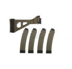 SB Tactical FDE Scorpion Folding Brace w/4 PGS Scorpion FDE Mags