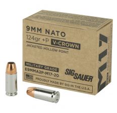 Sig Sauer 9mm Nato 124gr +P V-Crown JHP Jacketed Hollow Point 20rds