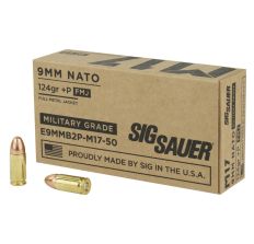 Sig Sauer Military Grade 9mm NATO +P 124 gr Full Metal Jacket (FMJ) - 50rd