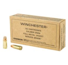 Winchester Handgun Ammunition 9mm Luger 115gr FMJ 50rd Box