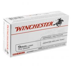 Winchester Ammunition 9mm Luger 115gr Jacketed Hollow Point JHP 50rd 