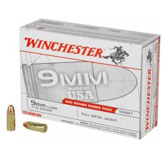 Winchester Handgun Ammunition 9mm 115gr FMJ 200rd Box 