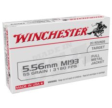 Winchester Ammunition M193 556NATO 55 Grain Full Metal Jacket - 20 Round Box