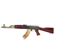Zastava ZPAPM70 AK47 Rifle BULGED TRUNNION 1.5MM RECEIVER Black 7.62x39 16.3" Chrome Lined Barrel Serbian Red Furniture Gold Barrel & Magazine